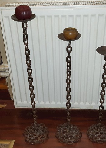 Üçlü ağır ham demir zincir Mumluk Seti - Görsel 3