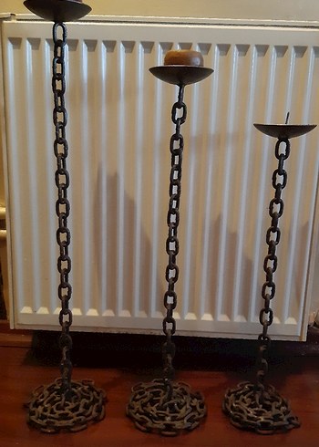 Üçlü ağır ham demir zincir Mumluk Seti - Görsel 2