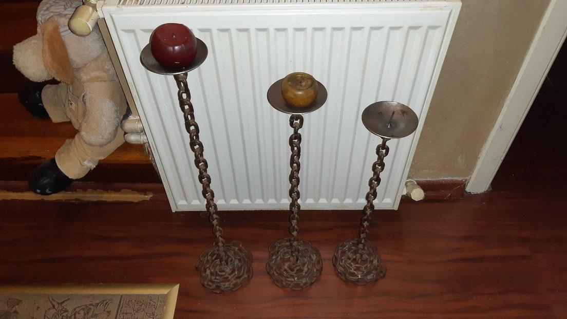 Üçlü ağır ham demir zincir Mumluk Seti - Görsel 5