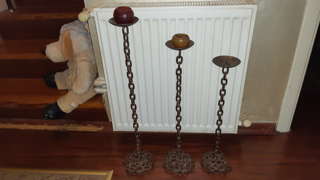 Üçlü ağır ham demir zincir Mumluk Seti - Görsel 3