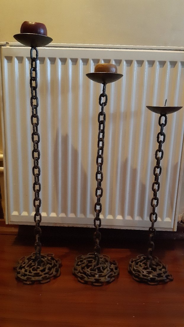 Üçlü ağır ham demir zincir Mumluk Seti - Görsel 2