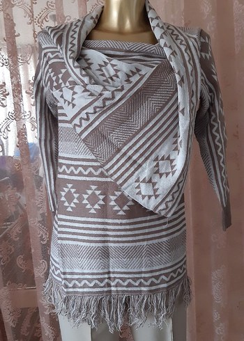 Bohem Tarz Uzun Etnik Desenli Kadın Hırka - Görsel 6