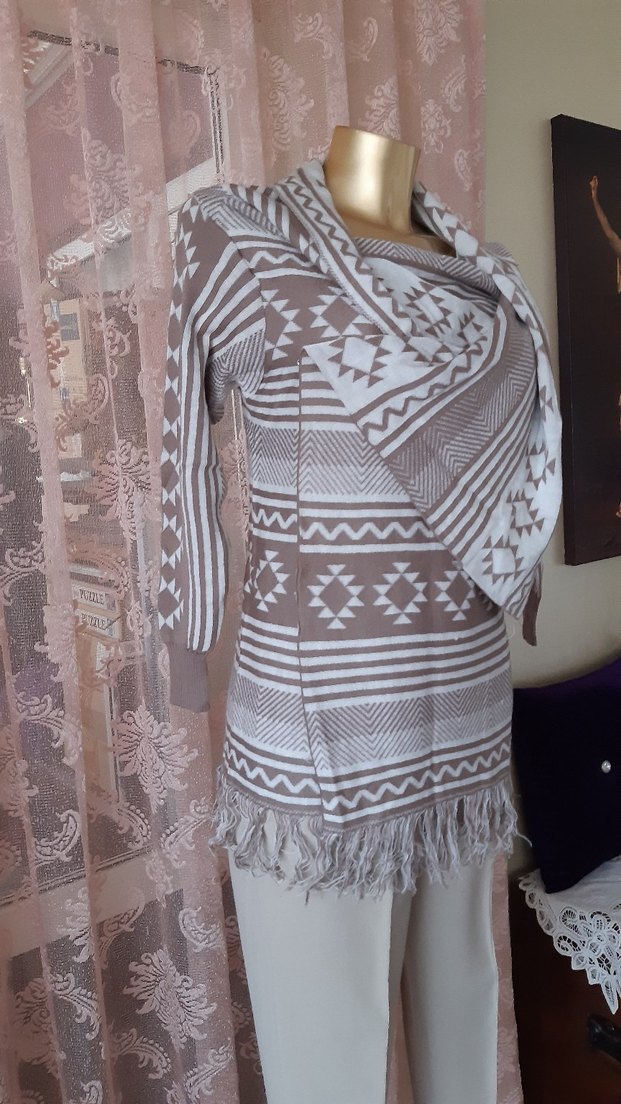 Bohem Tarz Uzun Etnik Desenli Kadın Hırka - Görsel 4