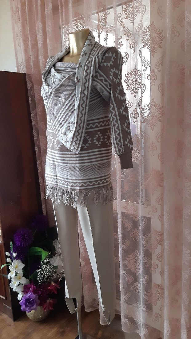 Bohem Tarz Uzun Etnik Desenli Kadın Hırka - Görsel 5