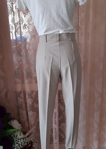 Bej Ayak altından geçmeli Kumaş Pantolon - Görsel 3