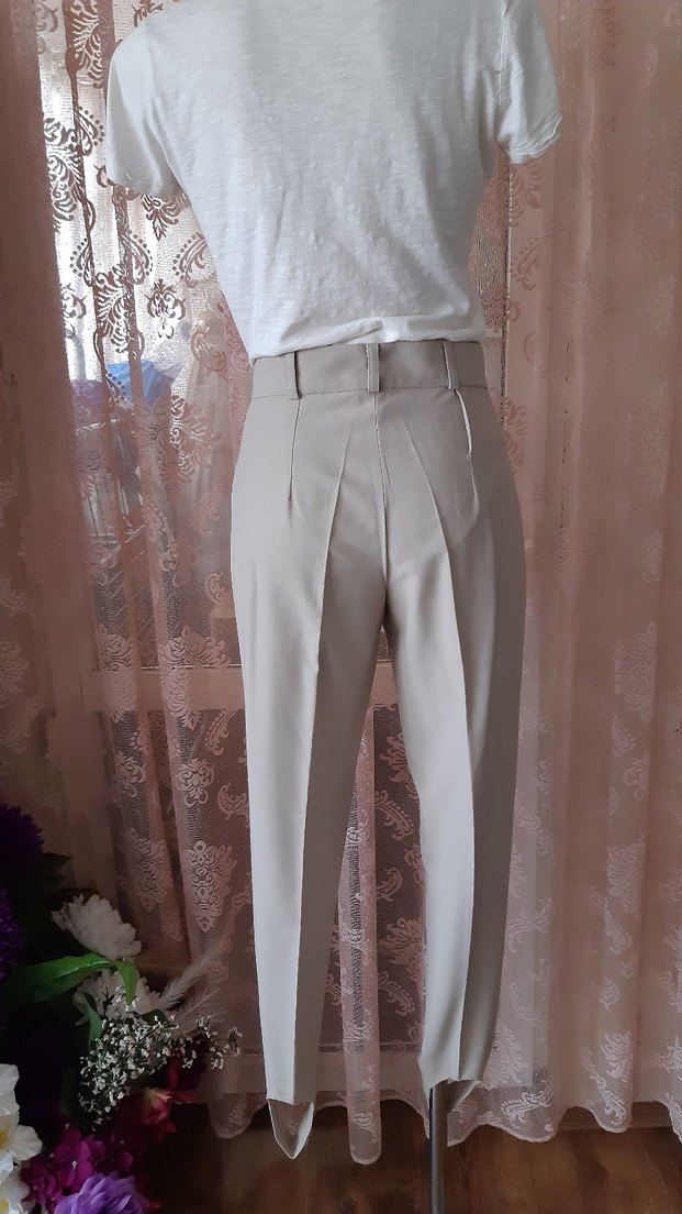 Bej Ayak altından geçmeli Kumaş Pantolon - Görsel 3