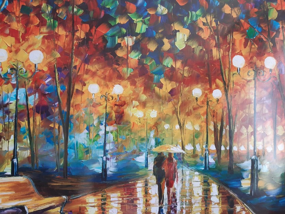 Yağmurda yürüyen çift Temalı Tablo büyük boy - Görsel 2