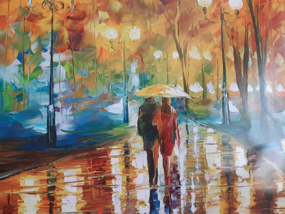 Yağmurda yürüyen çift Temalı Tablo büyük boy - Görsel 4