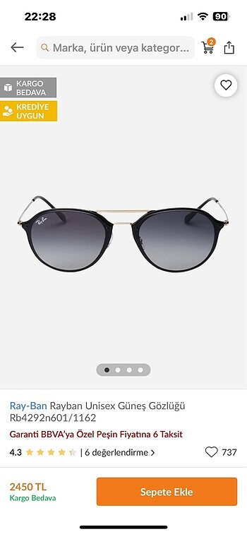 Atasun optikten rayban unisex