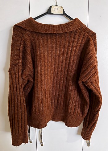 Kahverengi Örgü Kadın Kazak - Görsel 2