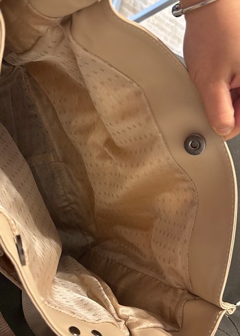 Bej Deri Fermuarlı Kadın Çanta - Görsel 3