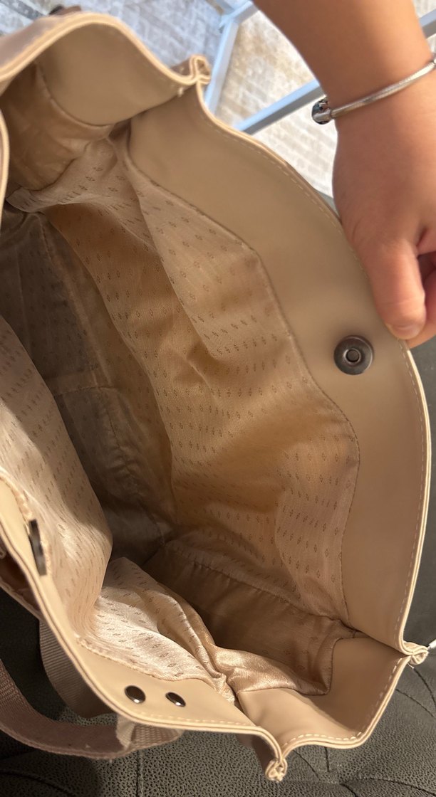 Bej Deri Fermuarlı Kadın Çanta - Görsel 3