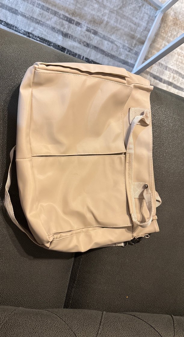 Bej Deri Fermuarlı Kadın Çanta - Görsel 2