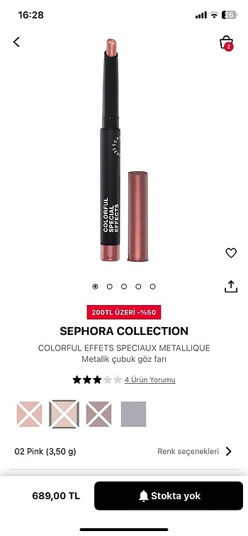 Sephora metalik far