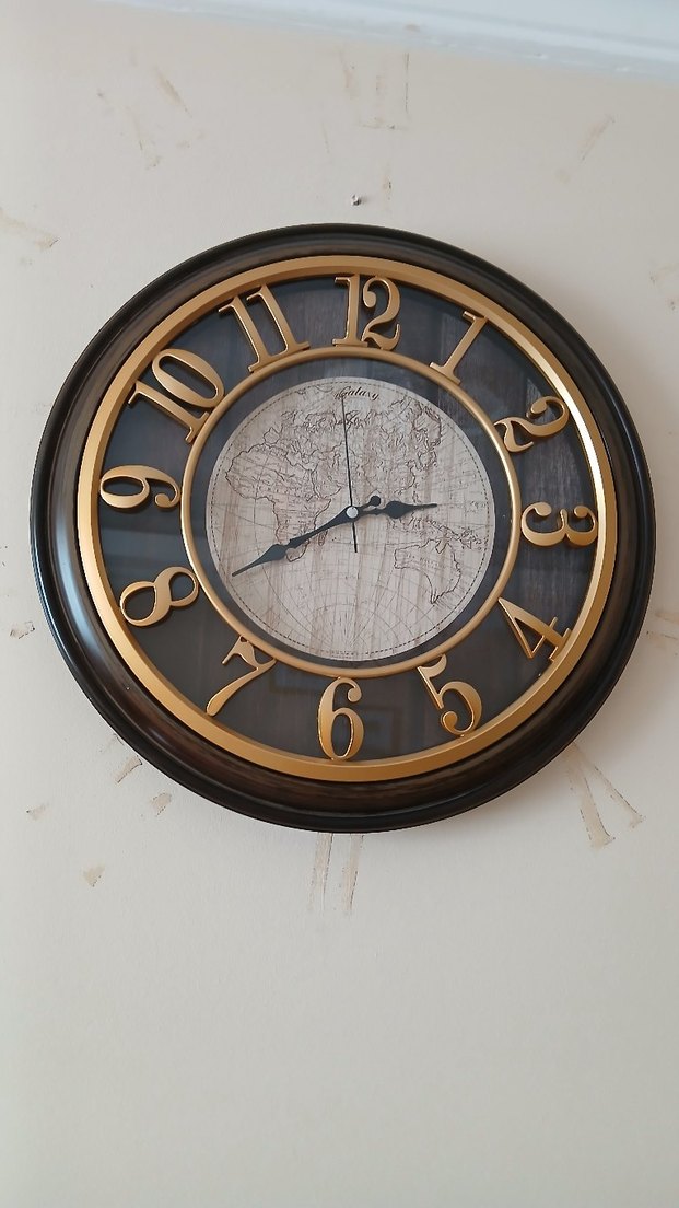 Kahverengi Dünya Haritalı Duvar Saati - Görsel 2