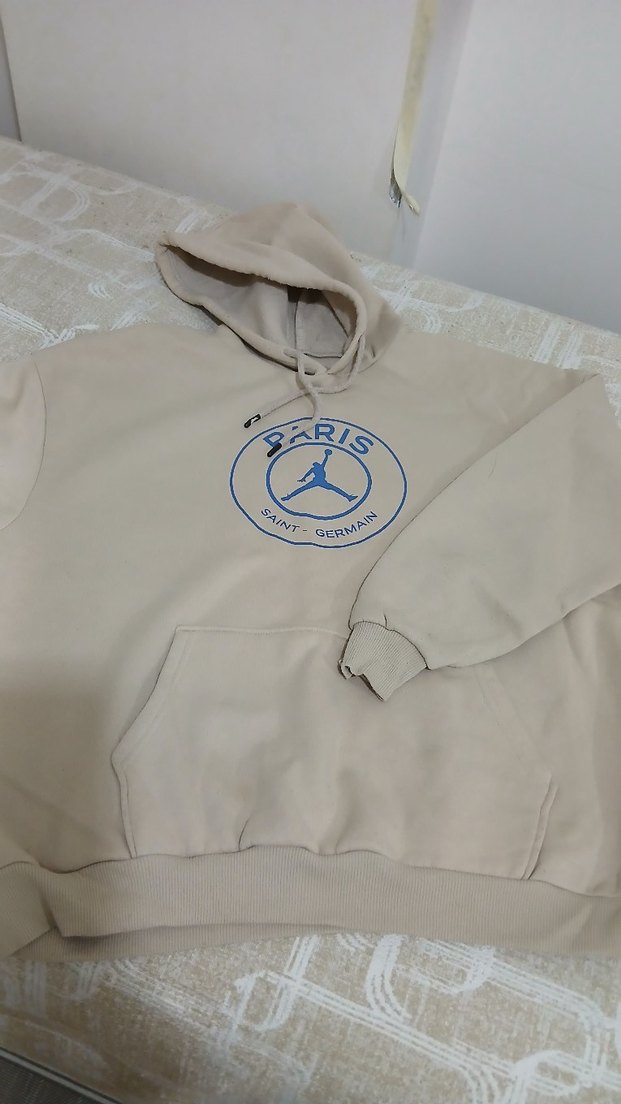 Bej Baskılı Kapüşonlu Sweatshirt - Görsel 3