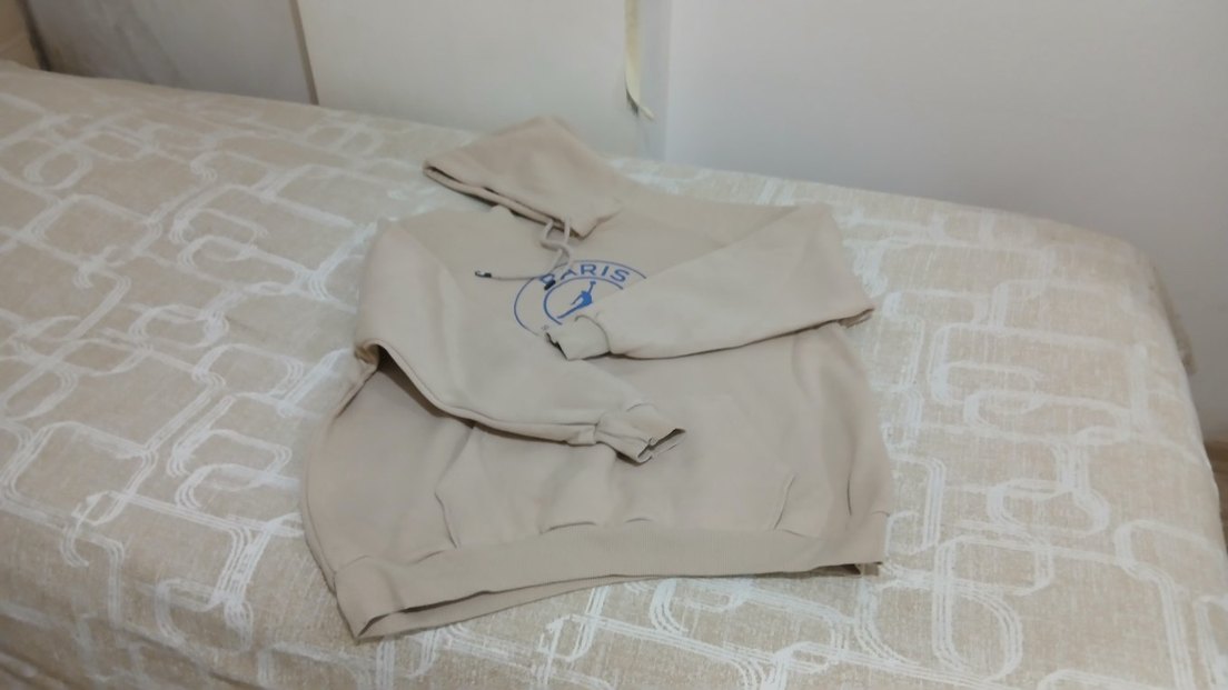 Bej Baskılı Kapüşonlu Sweatshirt - Görsel 4