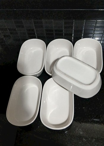 Beyaz Oval 6'lı Yemek Kabı Seti - Görsel 3