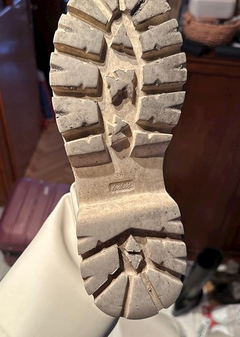 Bej Kadın Platform Topuklu Dizaltı Yağmur Çizmesi - Görsel 13