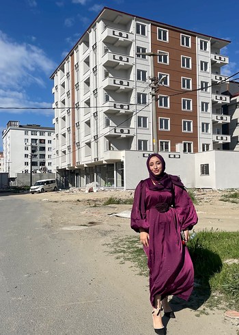 diğer Beden Uzun Mor Salaş Kadın Elbise