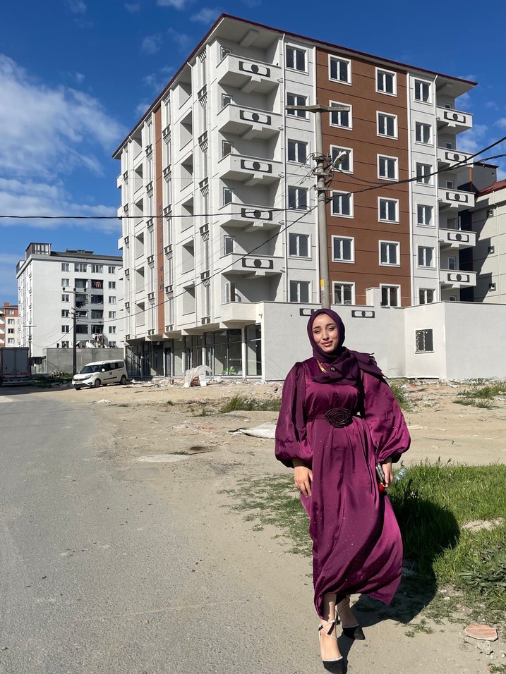 Uzun Mor Salaş Kadın Elbise - Görsel 2