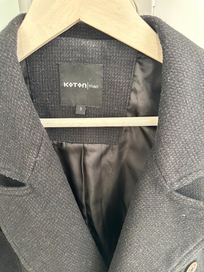Koton Gri Düğmeli Erkek Kaban - Görsel 2