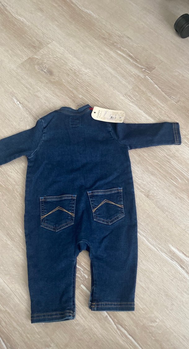 Erkek Bebek Koyu Mavi Denim Tulum - Görsel 2