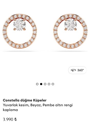 Swarovski Altın Renkli düğme Küpe - Görsel 4