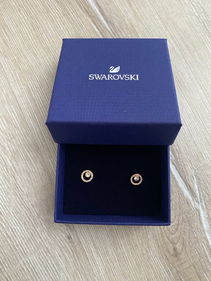 Swarovski Altın Renkli düğme Küpe - Görsel 2