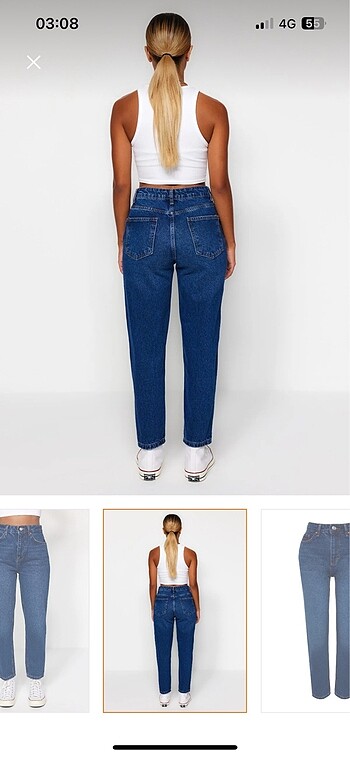 38 Beden Trendyolmilla koyu mavi mom jean