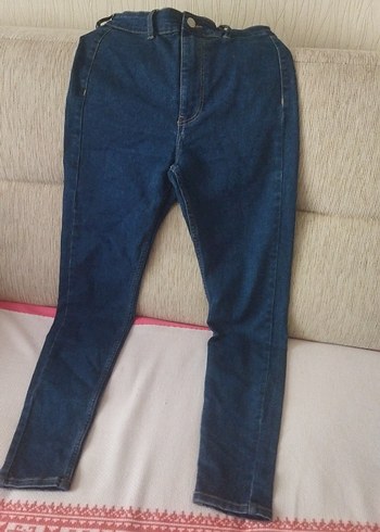 Bershka Koyu Mavi Yuksek Bel Denim Jean