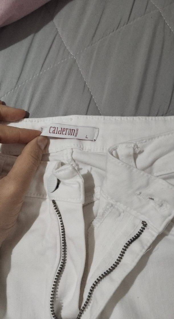 likralı beyaz pantolon - Görsel 2