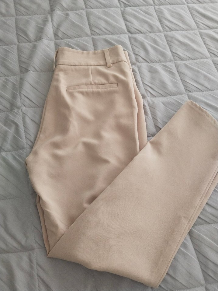 Bej Midi Kadın Kumaş Pantolon - Görsel 2