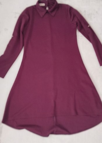 mor Uzun Kollu Düğmeli Tunik - Görsel 2