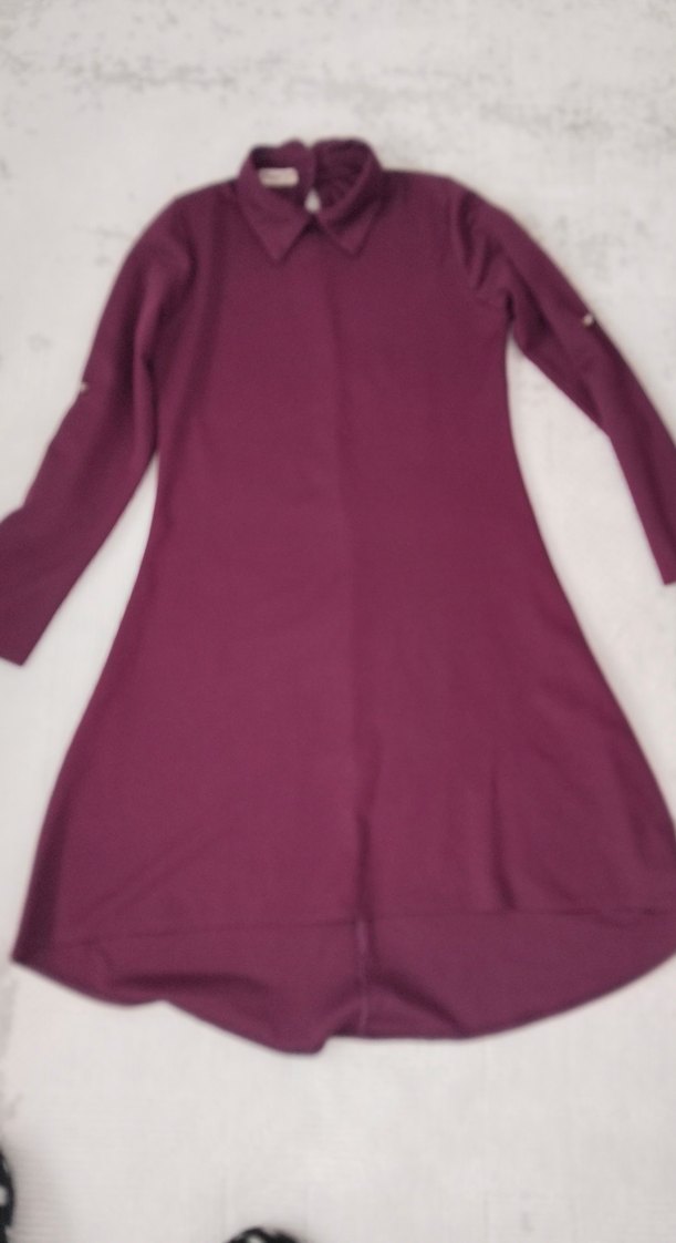 mor Uzun Kollu Düğmeli Tunik - Görsel 2