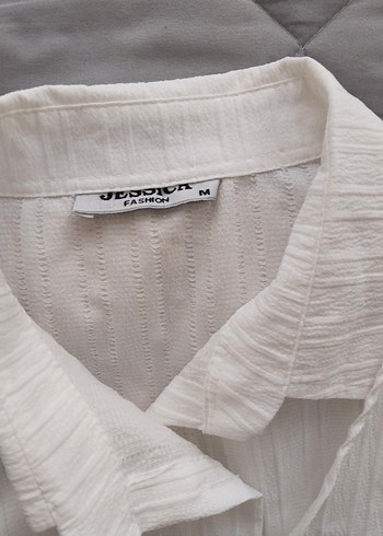 Beyaz Uzun Kollu Keten Kadın Gömlek - Görsel 4