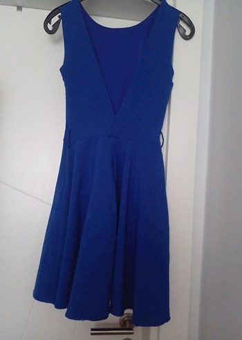 Kemerli Mavi Midi Elbise - Görsel 2