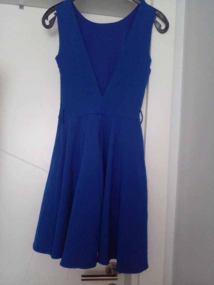 Kemerli Mavi Midi Elbise - Görsel 2