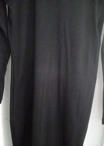 Siyah Yüksek Yakalı Uzun Kollu Uzun Elbise - Görsel 4