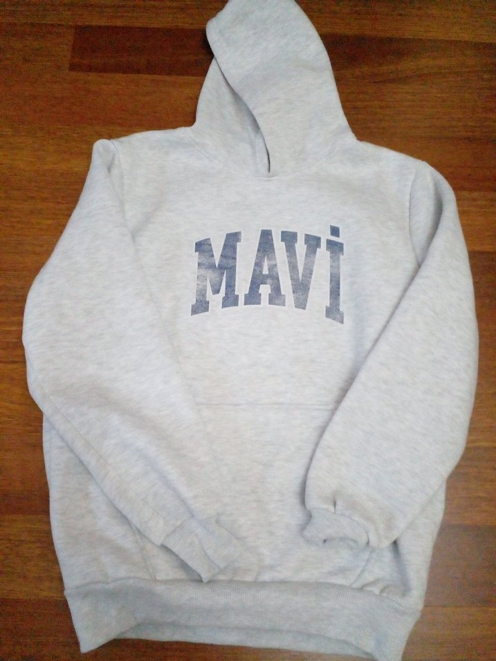 Gri Mavi Baskılı Kadın Sweatshirt - Görsel 2