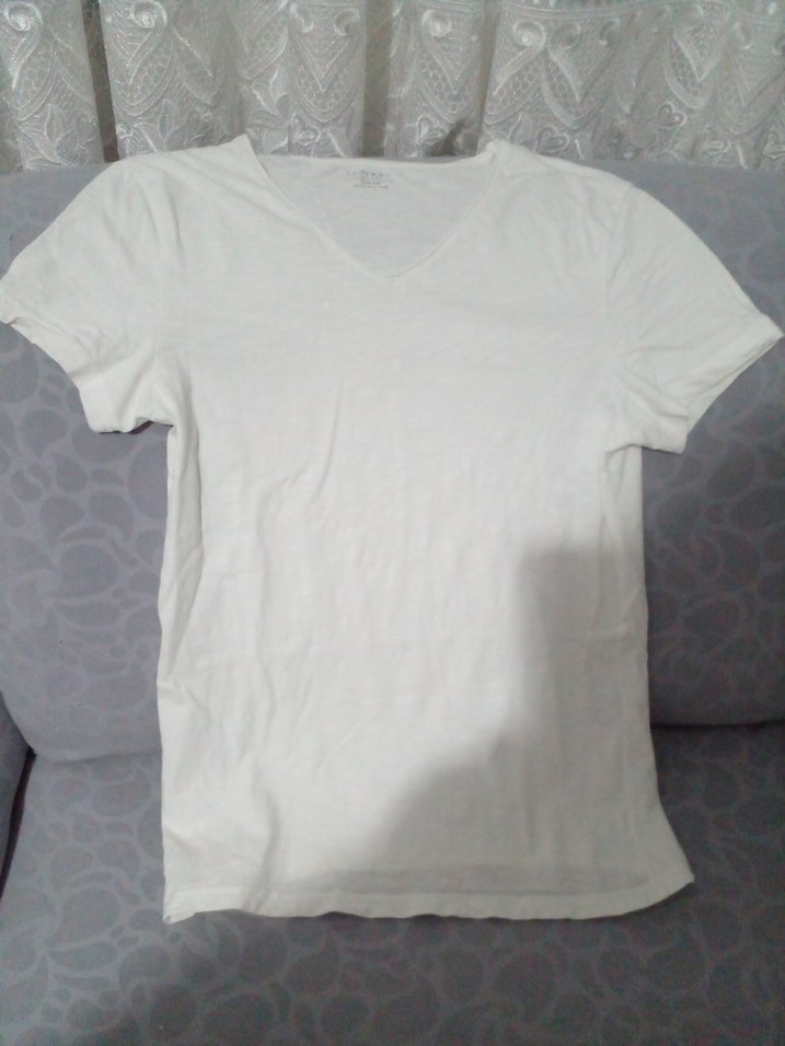 DeFacto Beyaz V Yak slim fitTişört - Görsel 2