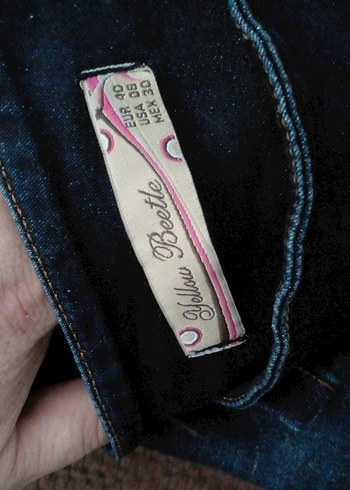 40 Beden lacivert Renk Kadın Lacivert Kemerli Dar Kesim Denim Pantolon