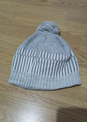 Gri Örgü Kadın Bere Ponponlu - Görsel 4