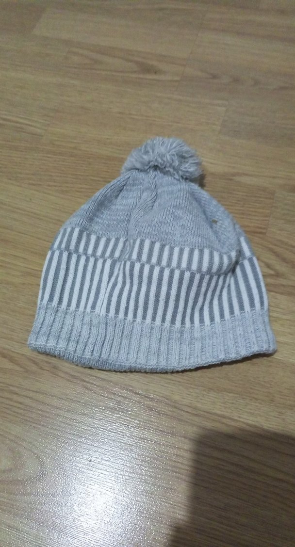 Gri Örgü Kadın Bere Ponponlu - Görsel 4