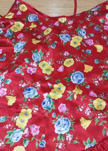 Diğer Çiçekli Kırmızı Mini Kadın Pijama Takımı