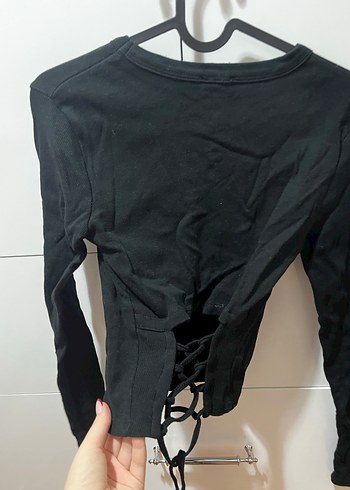m Beden siyah Renk Siyah Baskılı Uzun Kollu Tişört