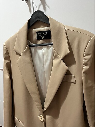 m Beden Quzu deri blazer ceket