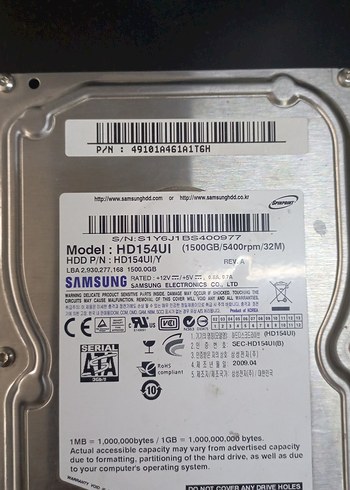 Samsung 1500GB 5400RPM Sabit Disk - Görsel 2