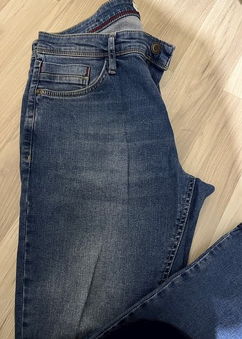 Erkek Mavi Kot Pantolon, Kemerli, Regular Fit - Görsel 3