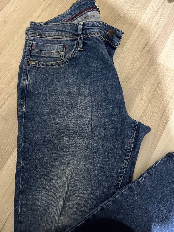 Erkek Mavi Kot Pantolon, Kemerli, Regular Fit - Görsel 3